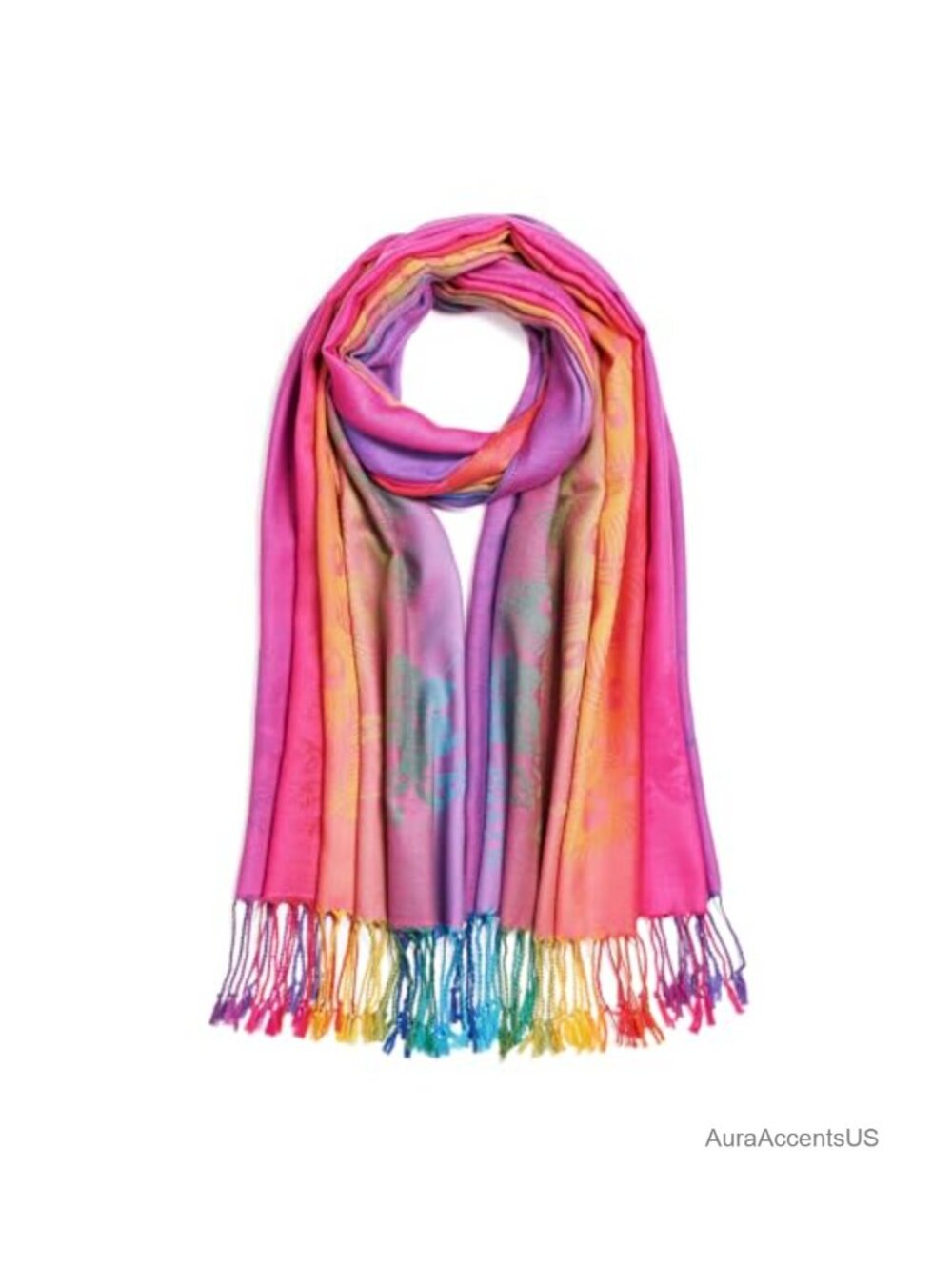 Reversible Paisley Pashmina Shawl Wrap Fringe Viscose Acrylic Silk